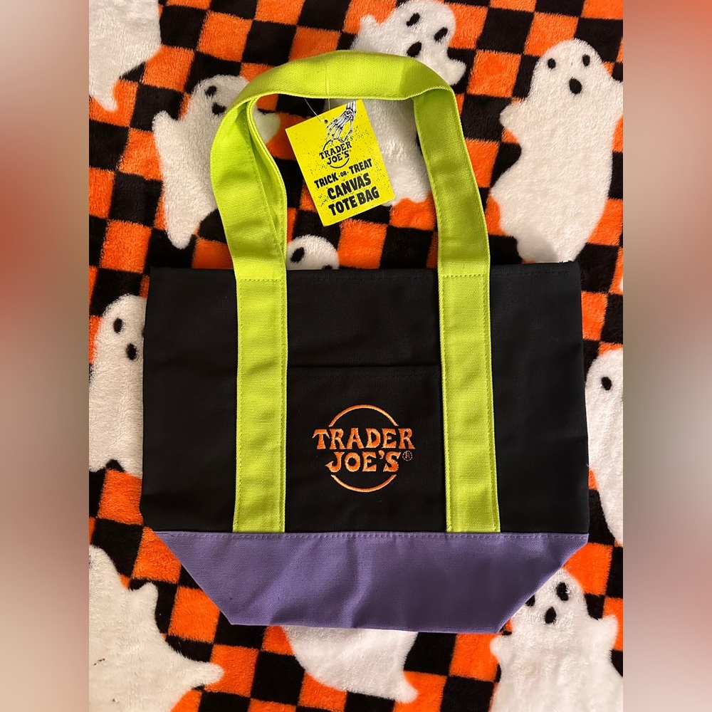Trader Joe's Halloween Mini Canvas Tote Bag 👻🖤